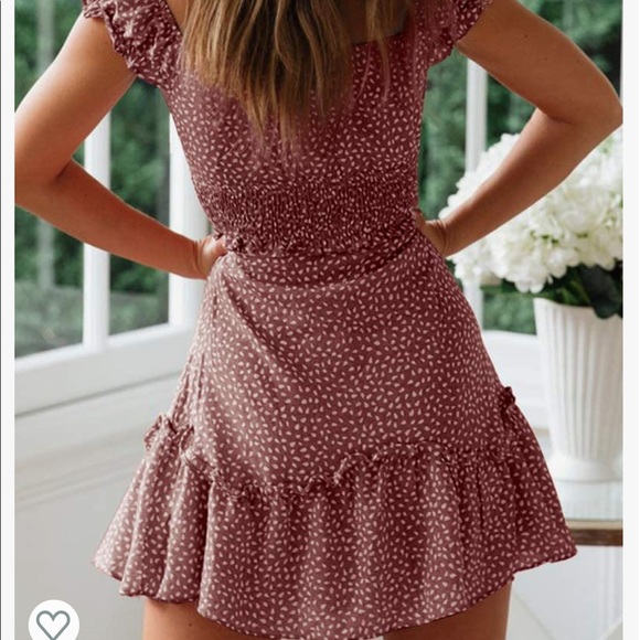 Ruffle Sleeve Sweetheart Neckline Summer Mini Dress. - Picture 3 of 5